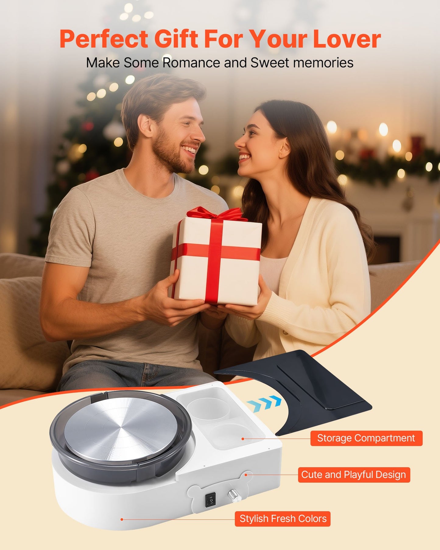 Mini Pottery Wheel, 6 inch Turntable, Forward and Reverse Rotation, Adjustable Speed, Electric Clay Wheel for Kids and Adults, with Clay Shaping Tools, for Home DIY, Pottery Classes, White