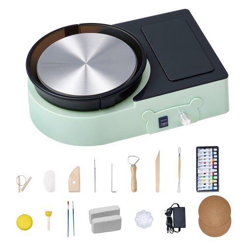 Mini-Keramik-Rad, elektrisches Tonrad für Kinder und Erwachsene, 158 mm, Grün | EU