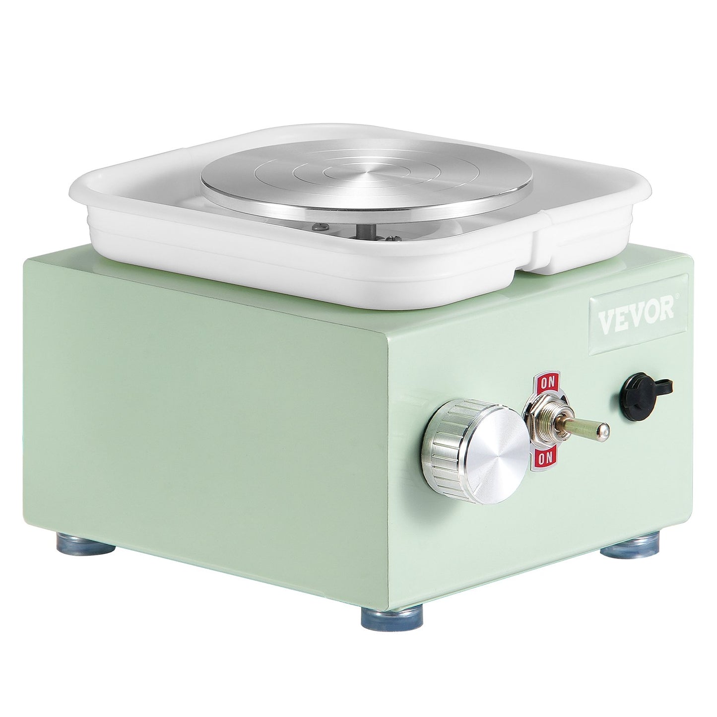 Mini Pottery Wheel, 0-320RPM Adjustable Speed Detachable Basin Forming Machine, 2.56in/3.94in 2 Turntables Electric Ceramic Wheel Machine, 18pcs Accessories, for Art Craft Work Home DIY, Green