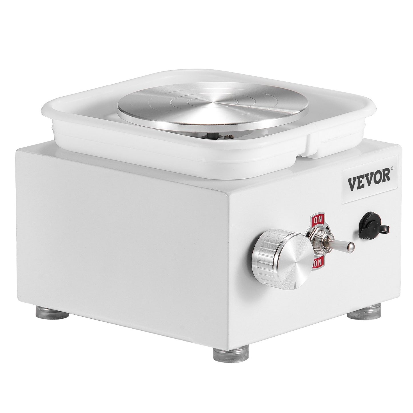 Mini Pottery Wheel, 0-320RPM Adjustable Speed Detachable Basin Forming Machine, 2.56in/3.94in 2 Turntables Electric Ceramic Wheel Machine, 18pcs Accessories, for Art Craft Work Home DIY, White