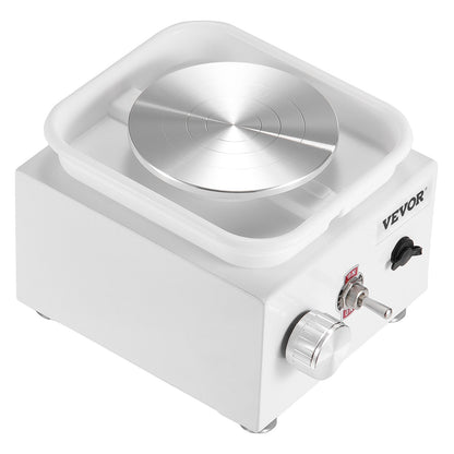 Mini Pottery Wheel, 0-320RPM Adjustable Speed Detachable Basin Forming Machine, 2.56in/3.94in 2 Turntables Electric Ceramic Wheel Machine, 18pcs Accessories, for Art Craft Work Home DIY, White