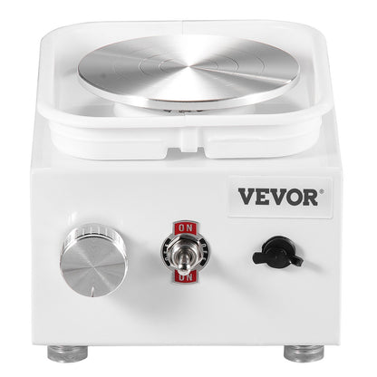 Mini Pottery Wheel, 0-320RPM Adjustable Speed Detachable Basin Forming Machine, 2.56in/3.94in 2 Turntables Electric Ceramic Wheel Machine, 18pcs Accessories, for Art Craft Work Home DIY, White