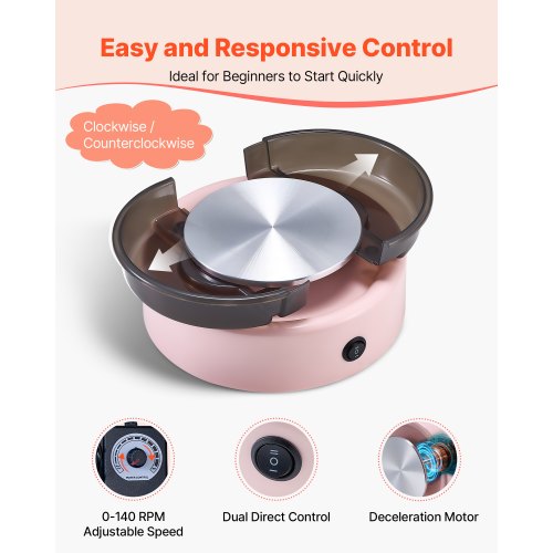 Mini-Keramik-Rad Elektrisches Tonrad für Kinder 158 mm Drehteller Rosa | EU