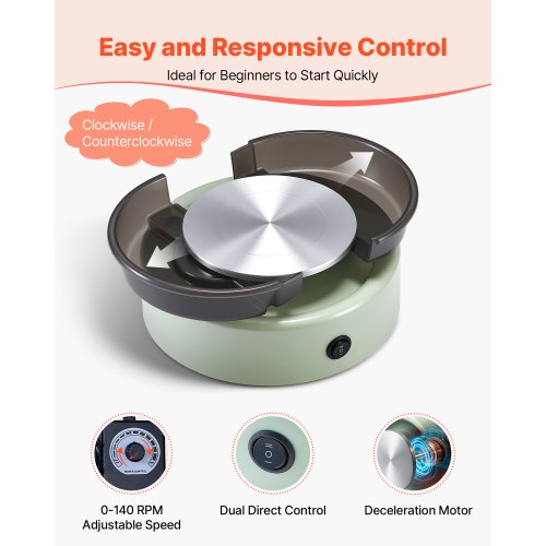 Mini-Keramik-Rad Elektrisches Tonrad für Kinder 158 mm Drehteller Grün | EU