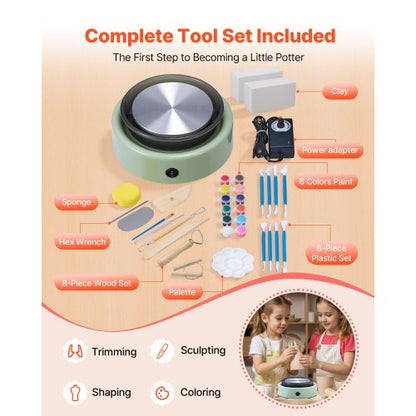 Mini-Keramik-Rad Elektrisches Tonrad für Kinder 158 mm Drehteller Grün | EU