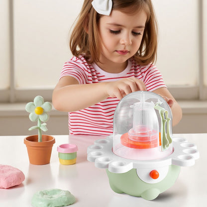 Mini Pottery Wheel, 2 in and 3 in Turntables, Adjustable Speed, Electric Clay Wheel for Kids and Beginners, Complete Pottery Set with Clay Sculpting Tools, Gift for Boys and Girls, Green