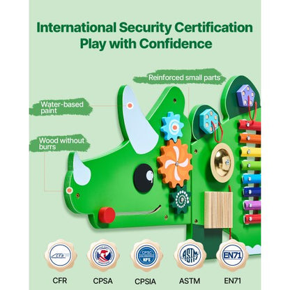 Dinosaurieaktivitetsvägg Upptagen tavla med paneler 11 aktiviteter Sensorisk väggpanel |  EU