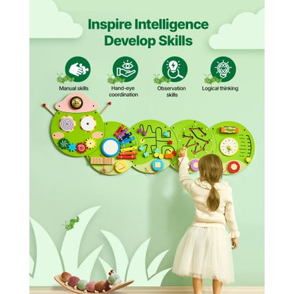 Caterpillar Activity Wall Busy Board Panels 12 Activities Sensory Wall Toy | EU