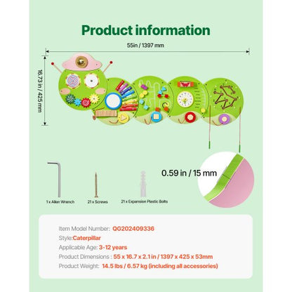 Caterpillar Activity Wall Busy Board Panels 12 Activities Sensory Wall Toy | EU