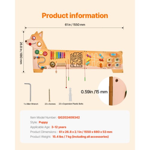 Valpaktivitetsvägg Upptagen tavla med paneler 12 aktiviteter Sensorisk väggpanel |  EU