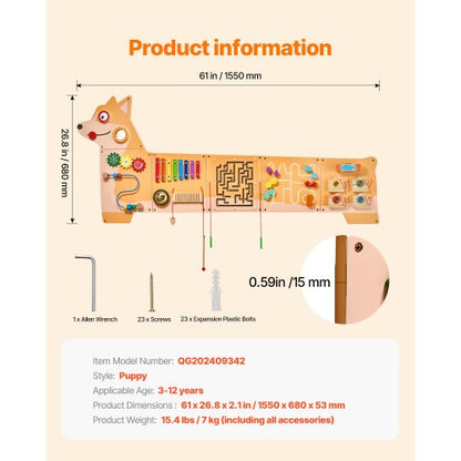 Valpaktivitetsvägg Upptagen tavla med paneler 12 aktiviteter Sensorisk väggpanel |  EU