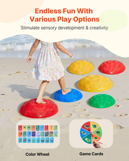 Turtle Balance Stepping Stones, 6 PCS, Up to 220 lbs Kids Turtle Jumping Stones Steps Stones, Toddler Obstacle Course Coordination Game Toys Indoor or Outdoor Play for Children Aged 3 4 5 6 7 8+