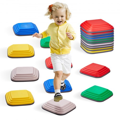 Balance Stepping Stones for Kids, 10 PCS, Up to 220 lbs, Non-Slip Toddlers Sensory Stepping Stones, Obstacle Course Coordination Game Toys Indoor or Outdoor Play for Children Aged 3 4 5 6 7 8+