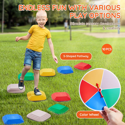 Kids Balance Stepping Stones Sensory Obstacle Course 10 PCS Outdoor Indoor