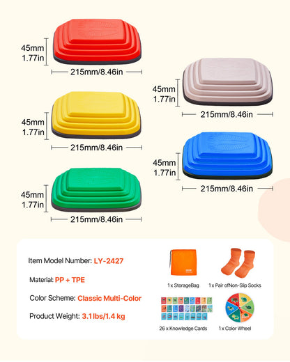 Balance Stepping Stones for Kids, 10 PCS, Up to 220 lbs, Non-Slip Toddlers Sensory Stepping Stones, Obstacle Course Coordination Game Toys Indoor or Outdoor Play for Children Aged 3 4 5 6 7 8+