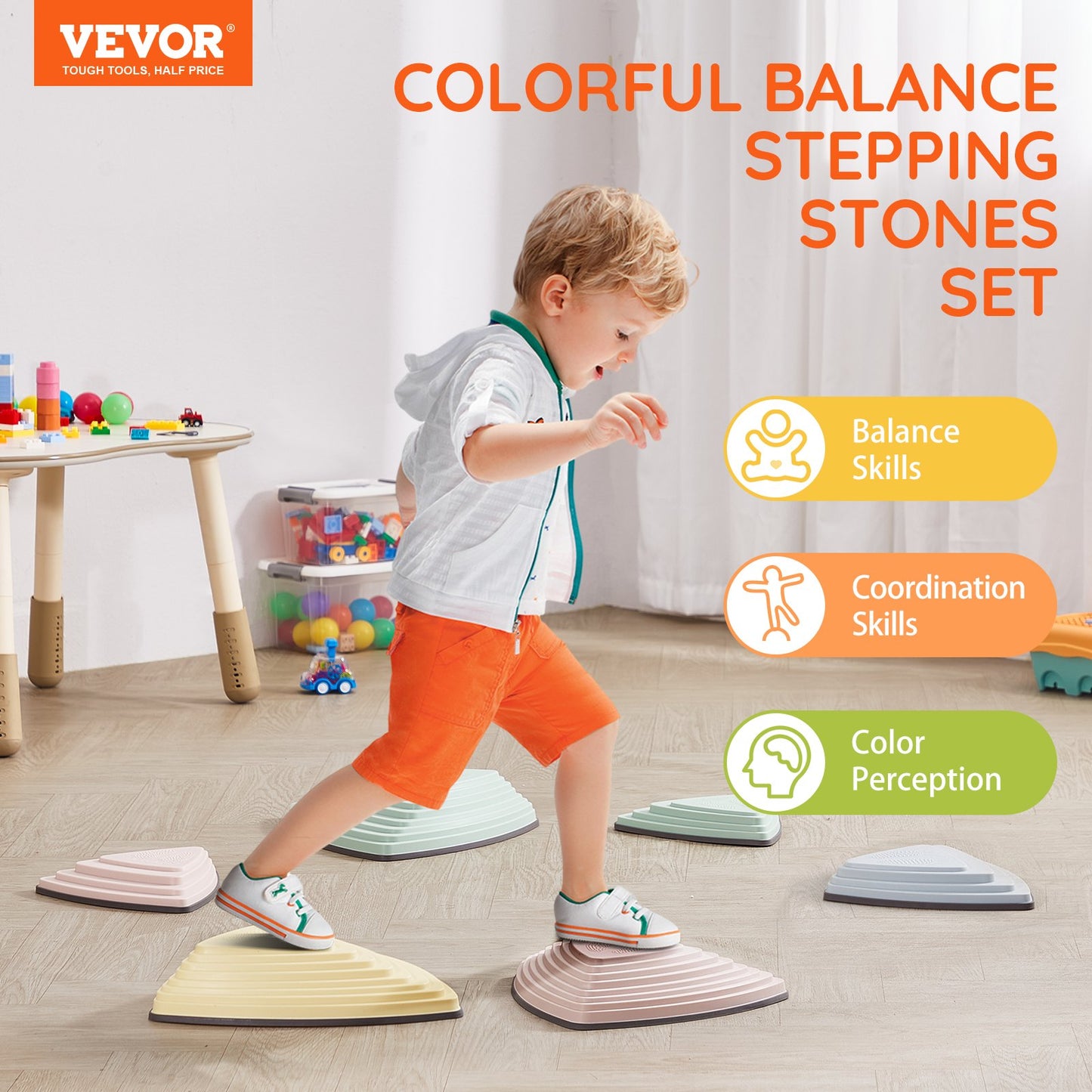 Kids Balance Stepping Stones Sensorisk hinderbana 6 ST Utomhus inomhus