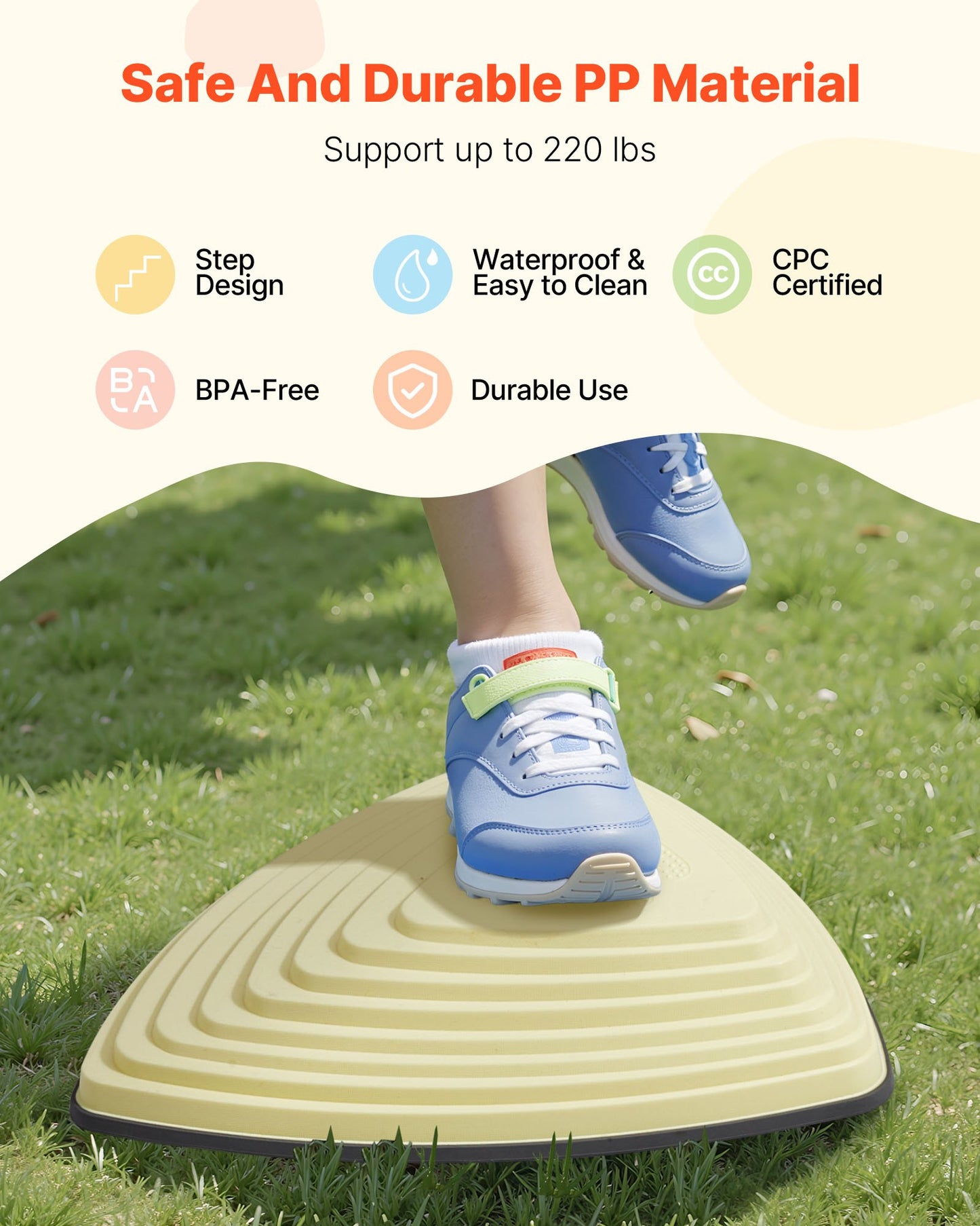 Balance Stepping Stones for Kids, 6 PCS, Up to 220 lbs, Non-Slip Toddlers Sensory Stepping Stones, Obstacle Course Coordination Game Toys Indoor or Outdoor Play for Children Aged 3 4 5 6 7 8+
