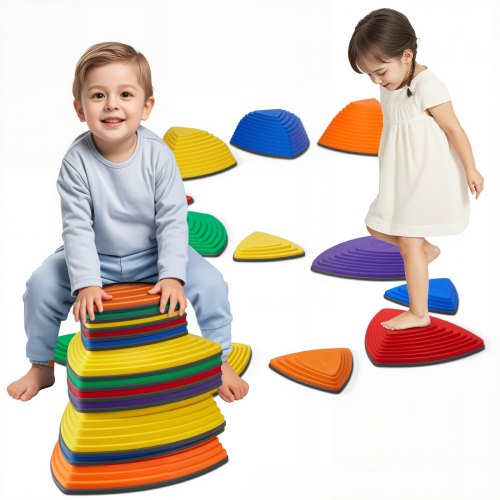 Balance Stepping Stones for Kids, 12 PCS, Up to 220 lbs, Non-Slip Toddlers Sensory Stepping Stones, Obstacle Course Coordination Game Toys Indoor or Outdoor Play for Children Aged 3 4 5 6 7 8+