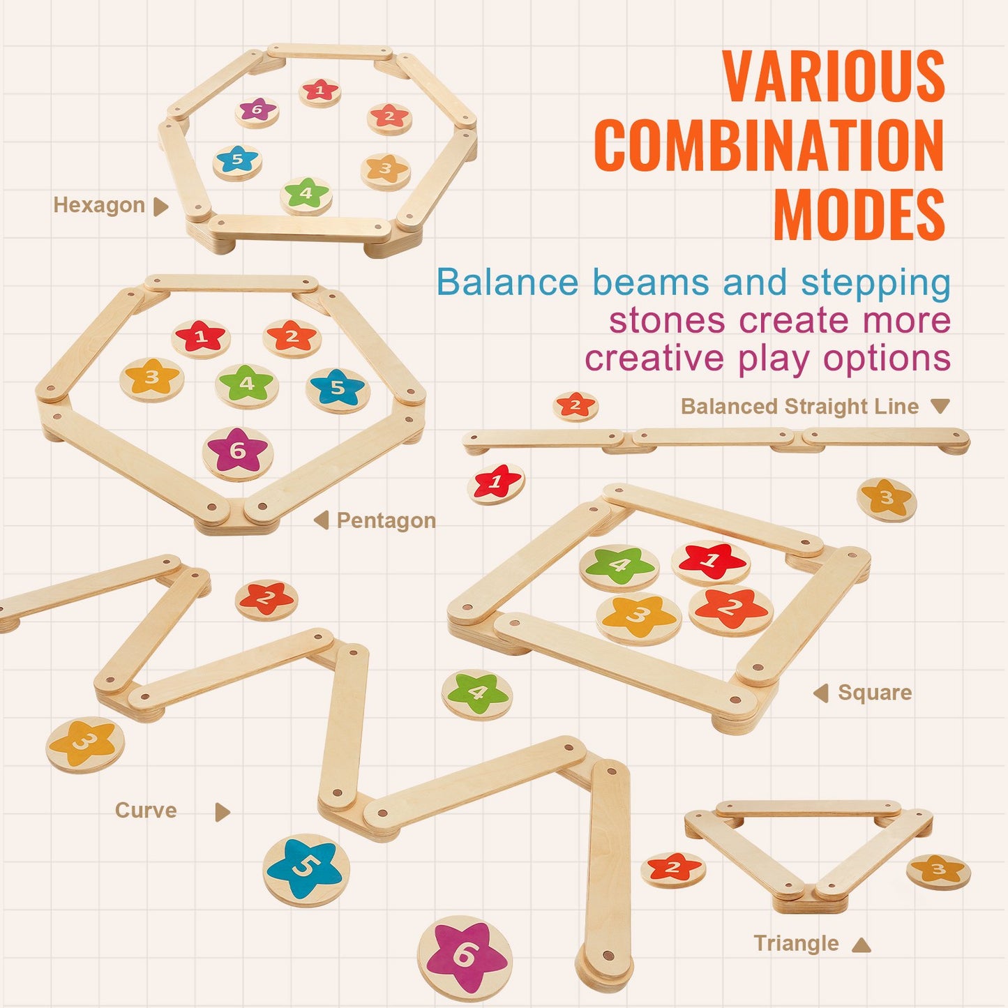 Barn Balansbalk Stepping Stones Gymnastik Barn Balansbräda 6 ST