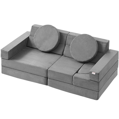 Spielsofa, 15-teiliges modulares Kinder-Nugget-Sofa, Kleinkinder-Schaumstoffsofa mit 25D-Schwamm mit hoher Dichte zum Spielen, Gestalten, Schlafen, fantasievolle Kindermöbel für Schlafzimmer und Spielzimmer