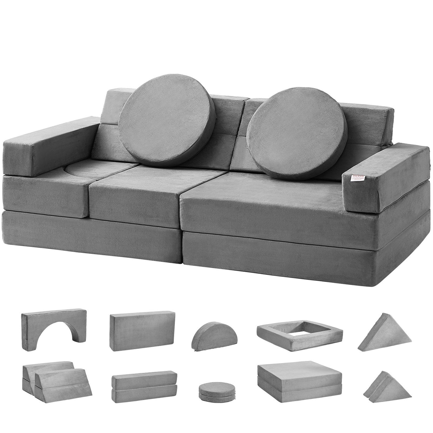 Spielsofa, 15-teiliges modulares Kinder-Nugget-Sofa, Kleinkinder-Schaumstoffsofa mit 25D-Schwamm mit hoher Dichte zum Spielen, Gestalten, Schlafen, fantasievolle Kindermöbel für Schlafzimmer und Spielzimmer