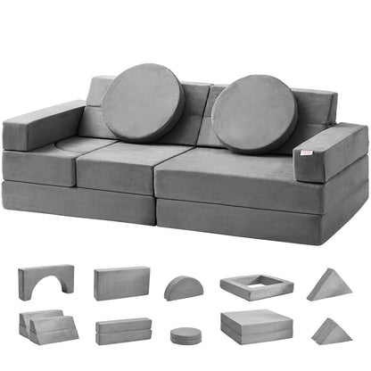 Spielsofa, 15-teiliges modulares Kinder-Nugget-Sofa, Kleinkinder-Schaumstoffsofa mit 25D-Schwamm mit hoher Dichte zum Spielen, Gestalten, Schlafen, fantasievolle Kindermöbel für Schlafzimmer und Spielzimmer