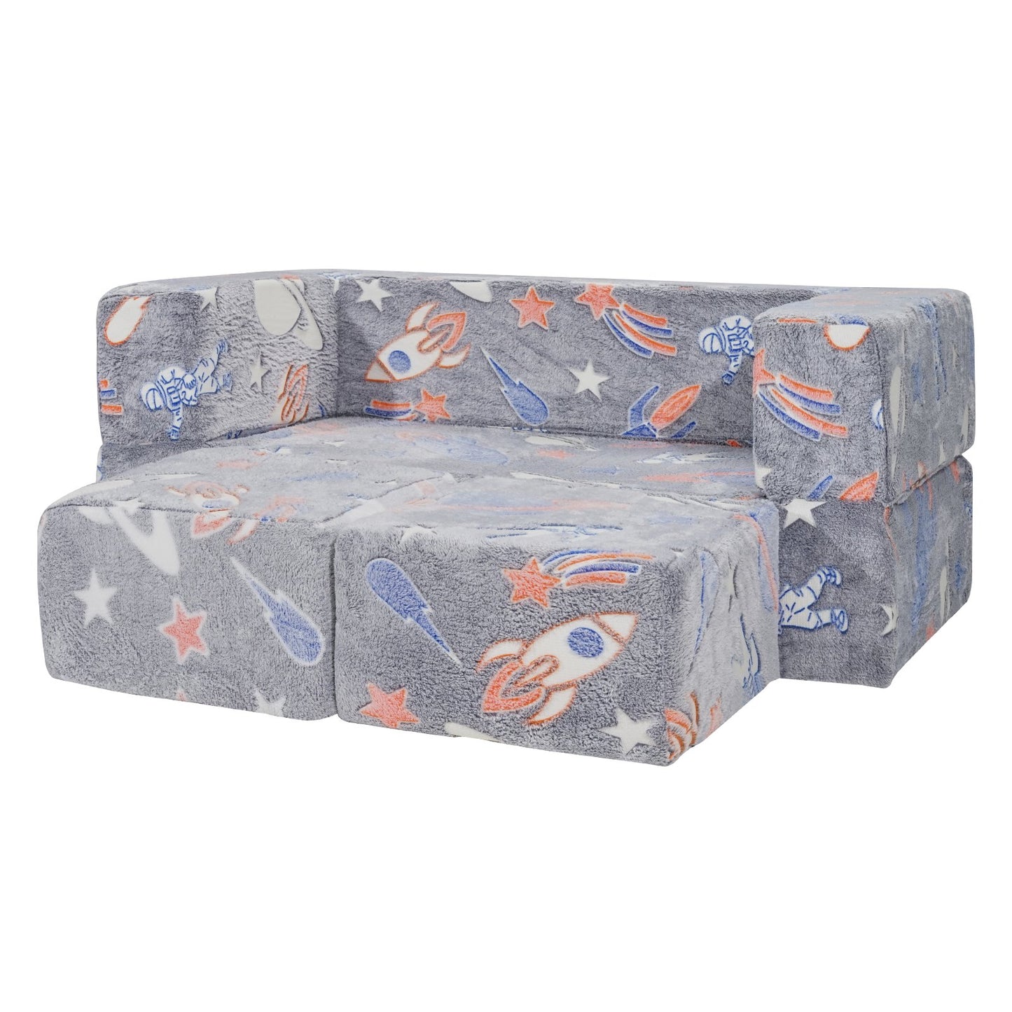 Modulare Kinderspielcouch 4-teilig DIY Glow in the Dark Kleinkindstuhl Grau