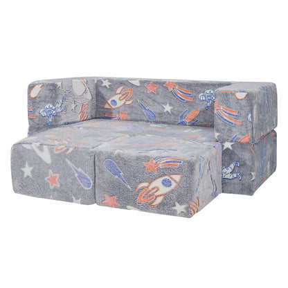 Modulare Kinderspielcouch 4-teilig DIY Glow in the Dark Kleinkindstuhl Grau