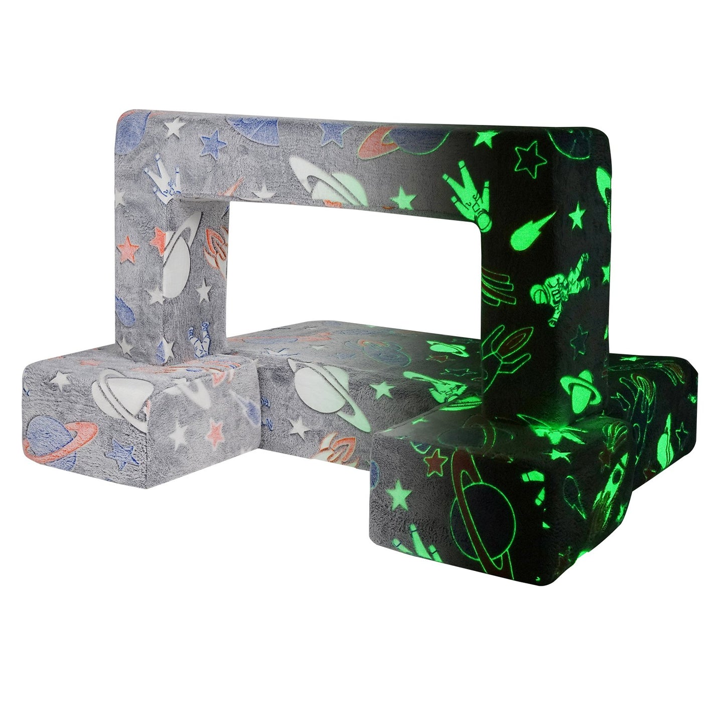 Modulare Kinderspielcouch 4-teilig DIY Glow in the Dark Kleinkindstuhl Grau