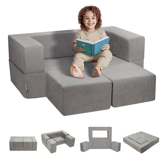 Modulares Spielsofa für Kinder, 4-teilig, DIY, kreatives Schnittsofa für Kinder, Dunkelgrau