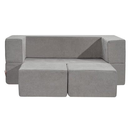 Modular Play Sofa for Kids 4pcs DIY Creative Sectional Sofa for Kids Dark Grey