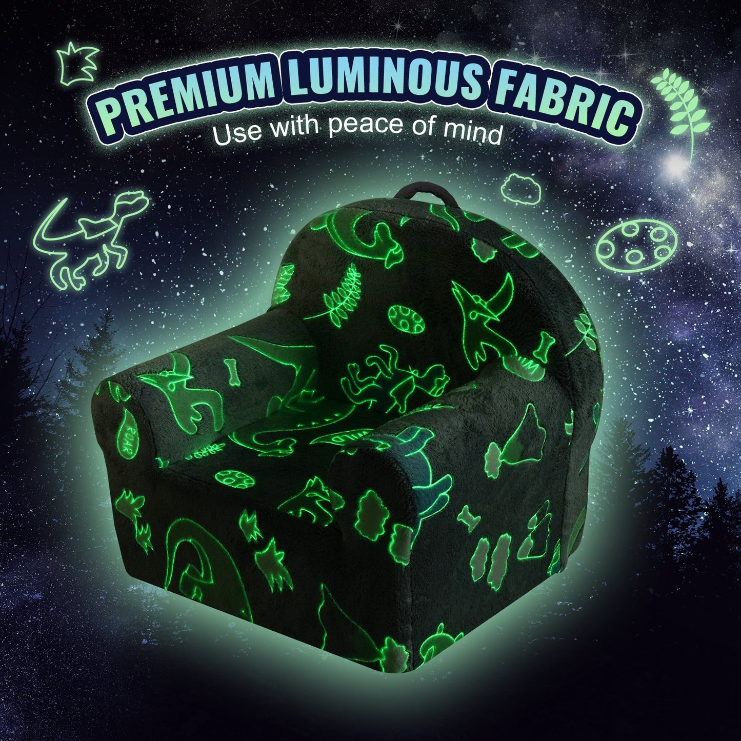 Småbarnsstol Glow in the Dark Plysch Babystol Lekrumsmöbler Grå