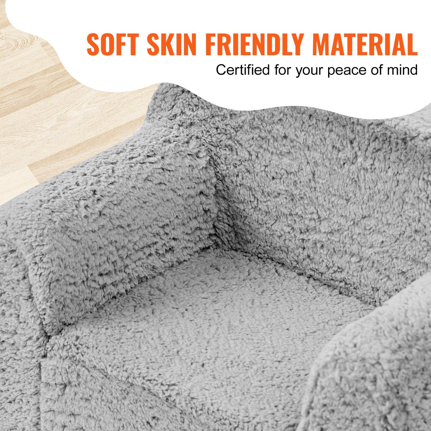 Kindersessel, Kindersofa mit 25D-Schwamm mit hoher Dichte, bequemer weicher Kindersessel, Lesesofa aus Sherpa-Stoff für Schlafzimmer und Spielzimmer