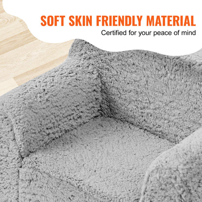 Kindersessel, Kindersofa mit 25D-Schwamm mit hoher Dichte, bequemer weicher Kindersessel, Lesesofa aus Sherpa-Stoff für Schlafzimmer und Spielzimmer