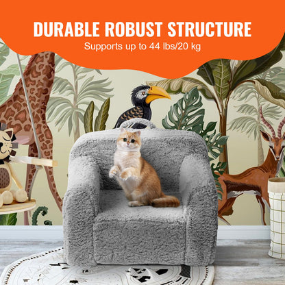 Kindersessel, Kindersofa mit 25D-Schwamm mit hoher Dichte, bequemer weicher Kindersessel, Lesesofa aus Sherpa-Stoff für Schlafzimmer und Spielzimmer