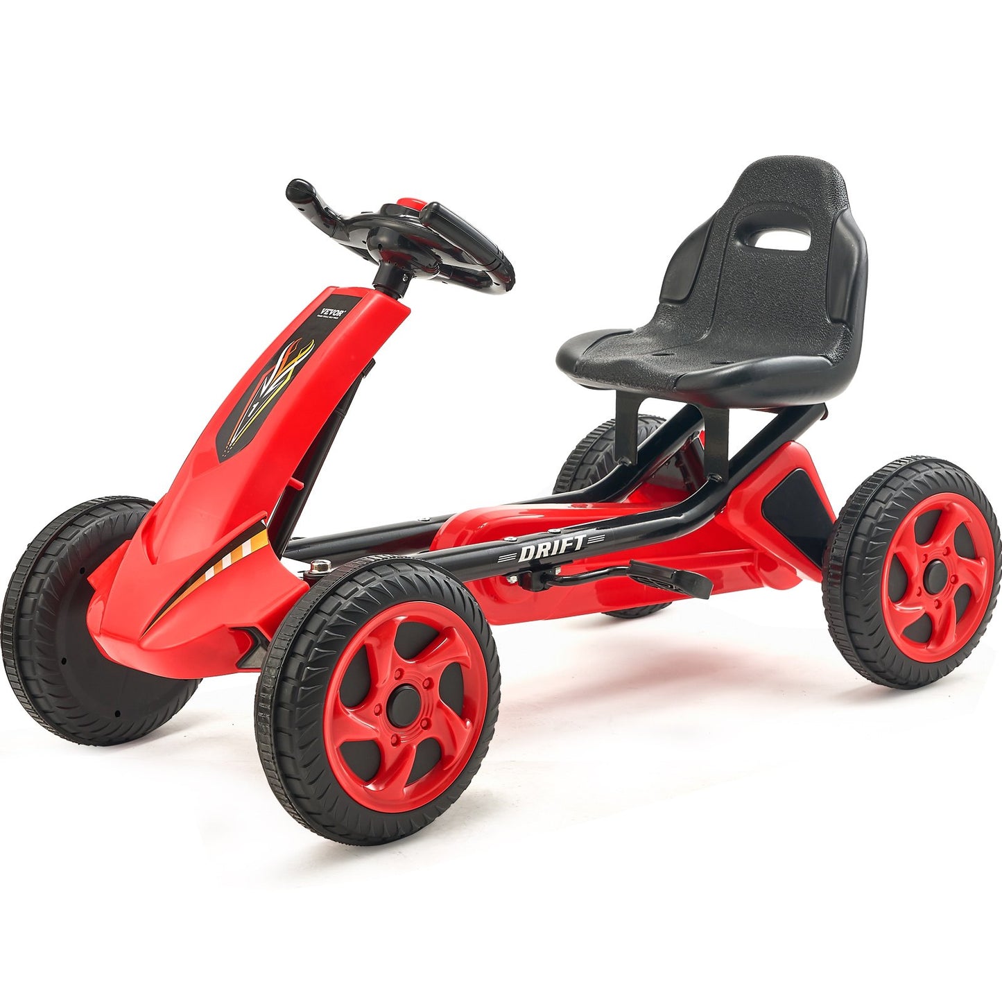 Go Kart 4 Wheels Pedal Ride On Toy for Kids Ages 3-8 Adjustable Seat Red