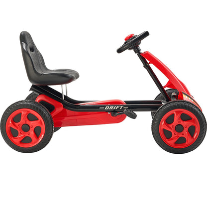 Go Kart 4 Wheels Pedal Ride On Toy for Kids Ages 3-8 Adjustable Seat Red