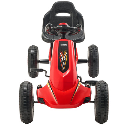 Go Kart 4 Wheels Pedal Ride On Toy for Kids Ages 3-8 Adjustable Seat Red