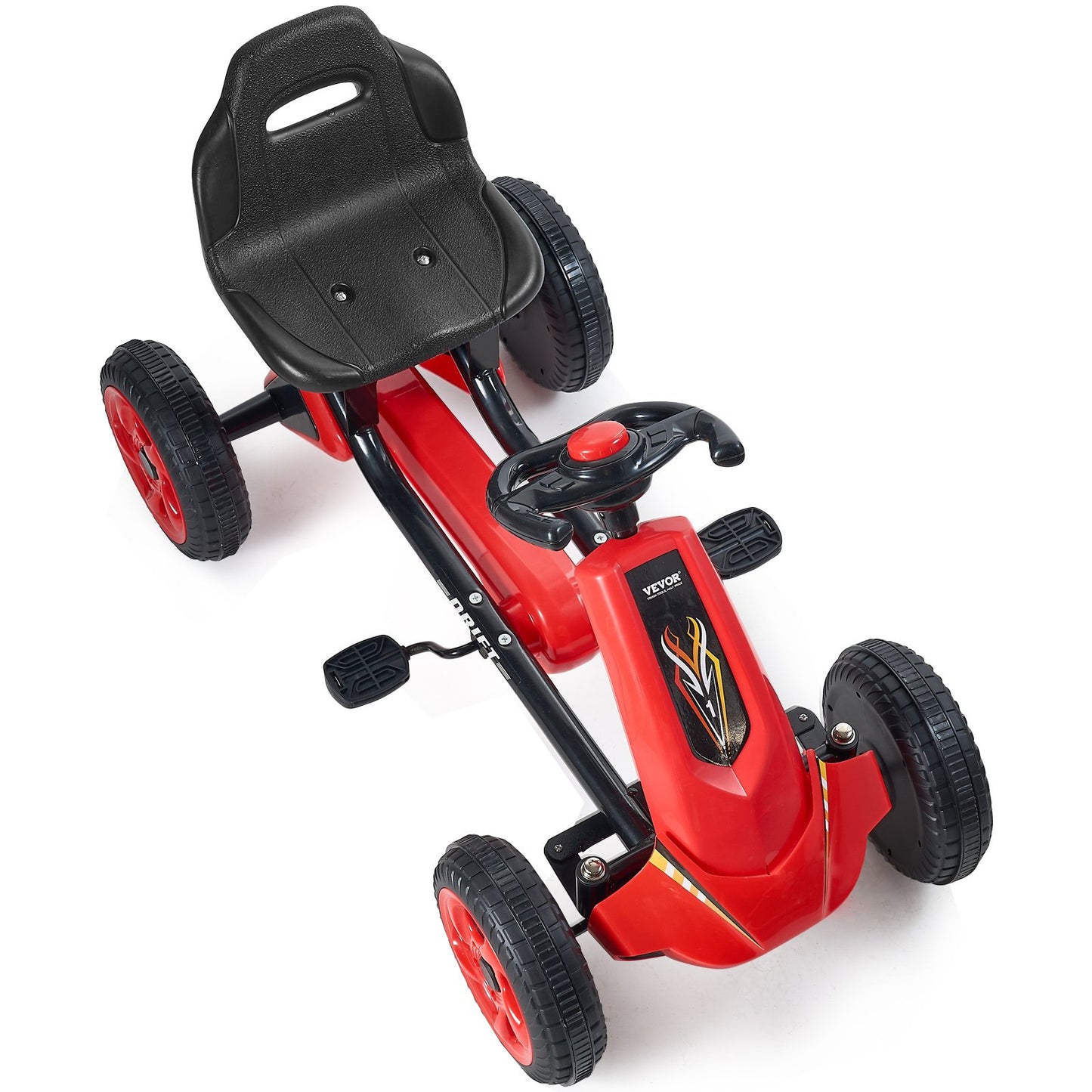 Go Kart 4 Wheels Pedal Ride On Toy for Kids Ages 3-8 Adjustable Seat Red