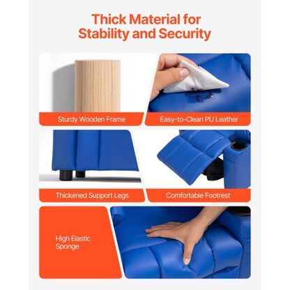 Kindersessel aus PU-Leder mit Getränkehalter und Tasche