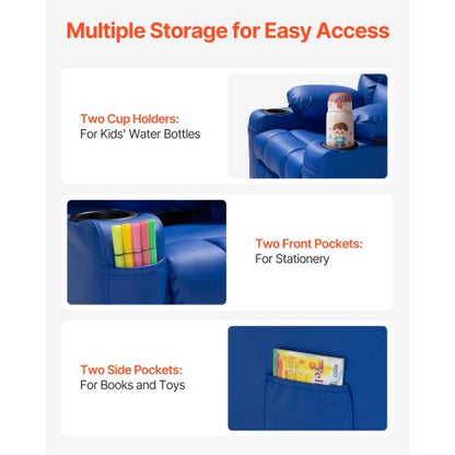 Kindersessel aus PU-Leder mit Getränkehalter und Tasche