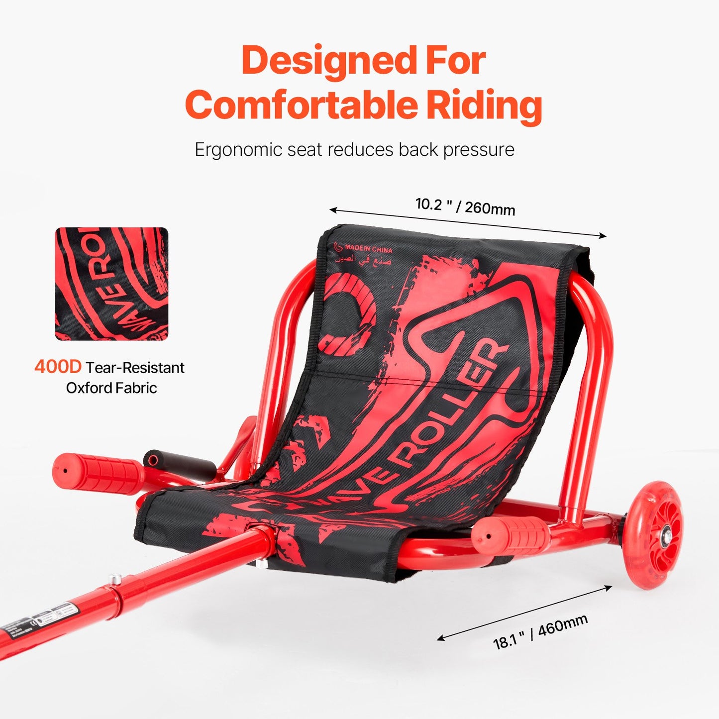 Ride on Scooter, Load Capacity of 132 lbs, Swing Side-to-Side for Amazing Ride Powered by Zig-Zag Motion, Ride on Drifting Toy for Ages 4+, Rides on Any Hard Surface for Indoor & Outdoor, Red