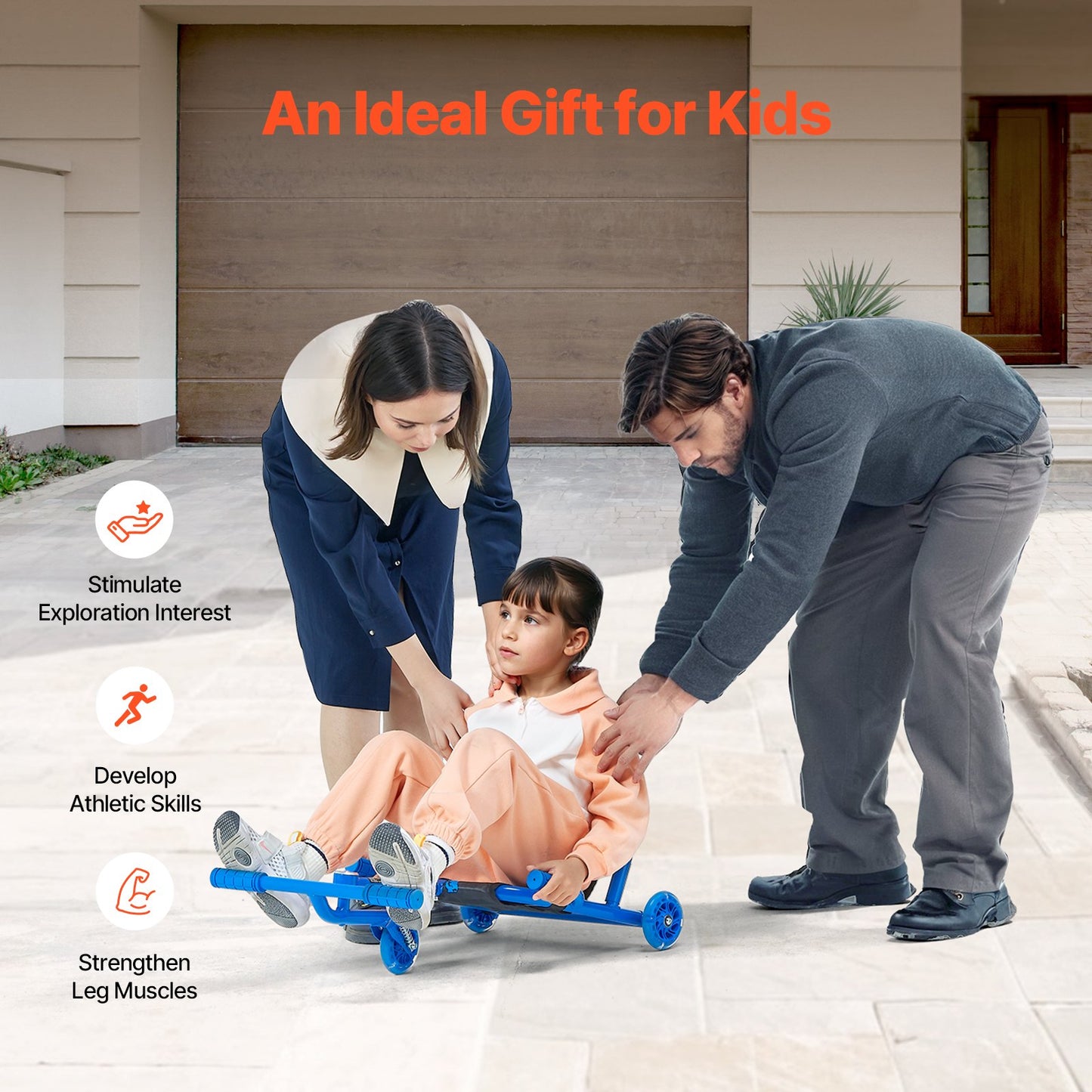 Ride on Scooter Drivs av Zig-Zag Motion Drift Cart för barn från 4+