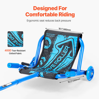 Ride on Scooter, Load Capacity of 132 lbs, Swing Side-to-Side for Amazing Ride Powered by Zig-Zag Motion, Ride on Drifting Toy for Ages 4+, Rides on Any Hard Surface for Indoor & Outdoor, Blue