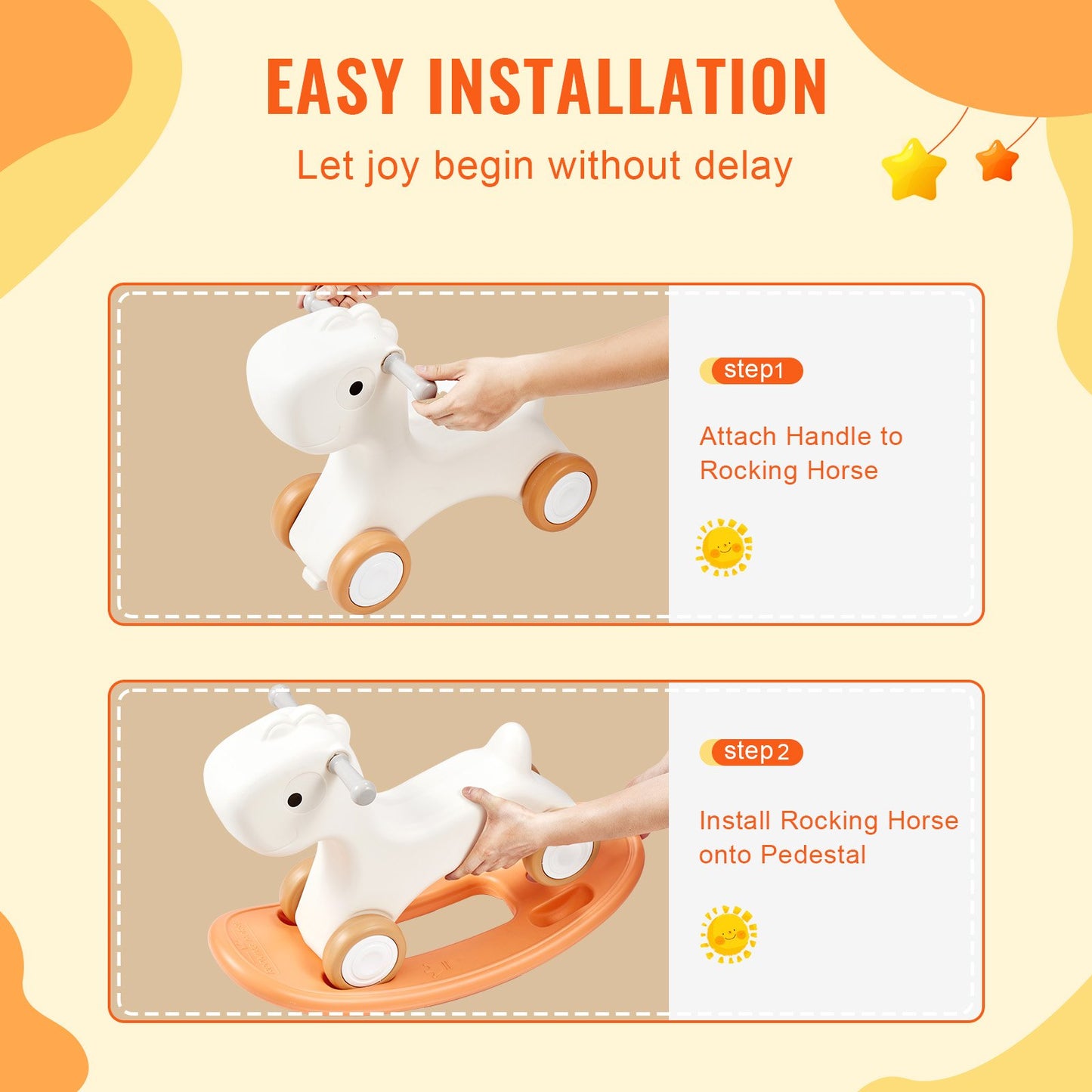 3-in-1-Schaukelpferd für Kleinkinder von 1–3 Jahren, Baby-Schaukelpferd mit abnehmbarem Balance-Board und 4 leichtgängigen Rädern, trägt bis zu 80 lbs HDPE-Material, Kinder-Rutschspielzeug, 40°-Schaukel, Rot