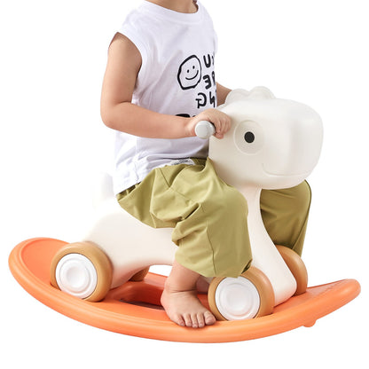 3-in-1-Schaukelpferd für Kleinkinder von 1–3 Jahren, Baby-Schaukelpferd mit abnehmbarem Balance-Board und 4 leichtgängigen Rädern, trägt bis zu 80 lbs HDPE-Material, Kinder-Rutschspielzeug, 40°-Schaukel, Rot
