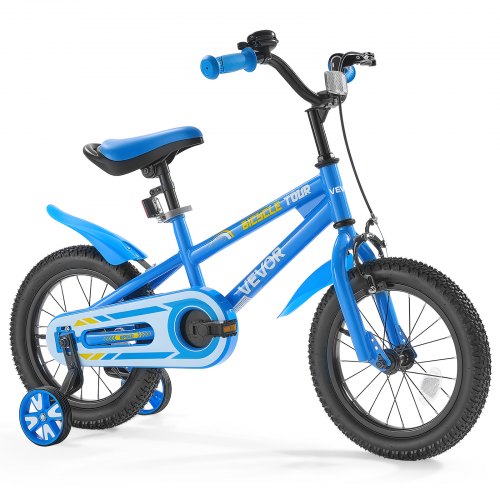 Kids Bike, 14 Inches BMX Style Children Bicycle, Rider Height 2.95 ft - 3.77 ft, Training Wheels Included, Sturdy and Easy to Assemble, Toddler Bike for Boys & Girls Learning to Ride, Blue