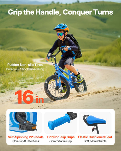 Kids Bike, 16 Inches BMX Style Children Bicycle, Rider Height 3.28 ft - 4.27 ft, Training Wheels Included, Sturdy and Easy to Assemble, Toddler Bike for Boys & Girls Learning to Ride, Blue