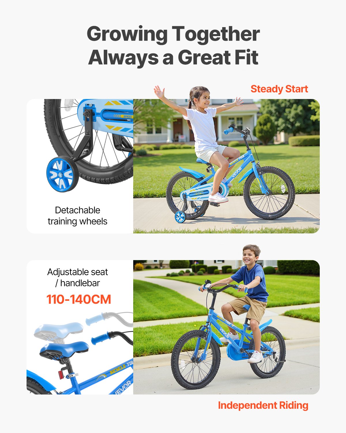 Kids Bike, 18 Inches BMX Style Children Bicycle, Rider Height 3.61 ft - 4.59 ft, Training Wheels Included, Sturdy and Easy to Assemble, Toddler Bike for Boys & Girls Learning to Ride, Blue