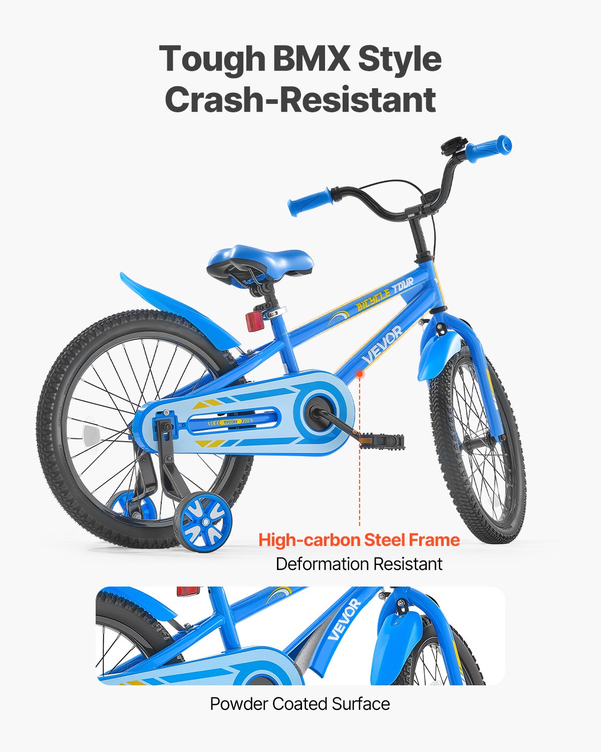 Kids Bike, 18 Inches BMX Style Children Bicycle, Rider Height 3.61 ft - 4.59 ft, Training Wheels Included, Sturdy and Easy to Assemble, Toddler Bike for Boys & Girls Learning to Ride, Blue